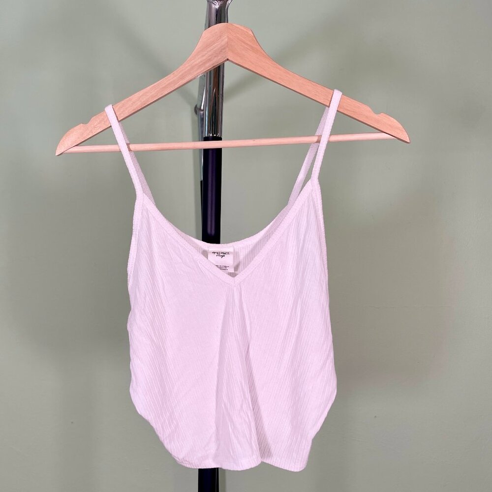White V-neck Tank Top with Spaghetti Straps - Women's Size XL